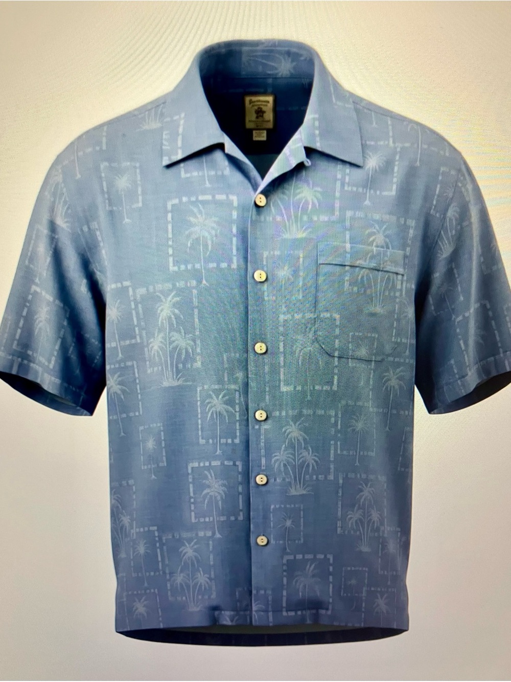 Jamaica Jaxx Men’s 100% Silk Short Sleeve Button Up Shirt in Blue Size Medium